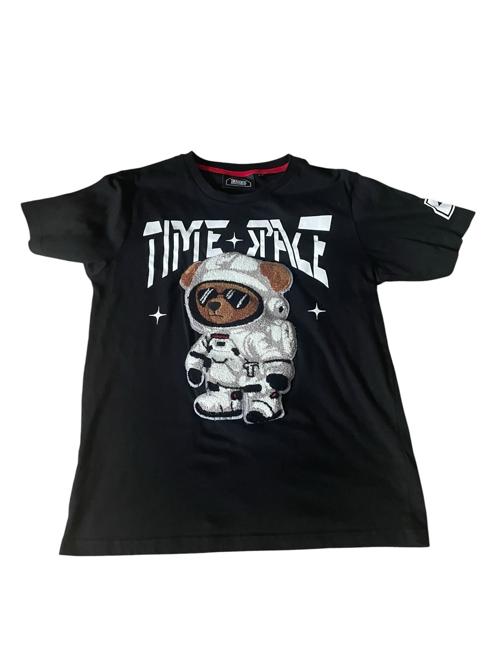 Time + Space Astronaut Bear Chenille Patch Graphic Tee - Medium